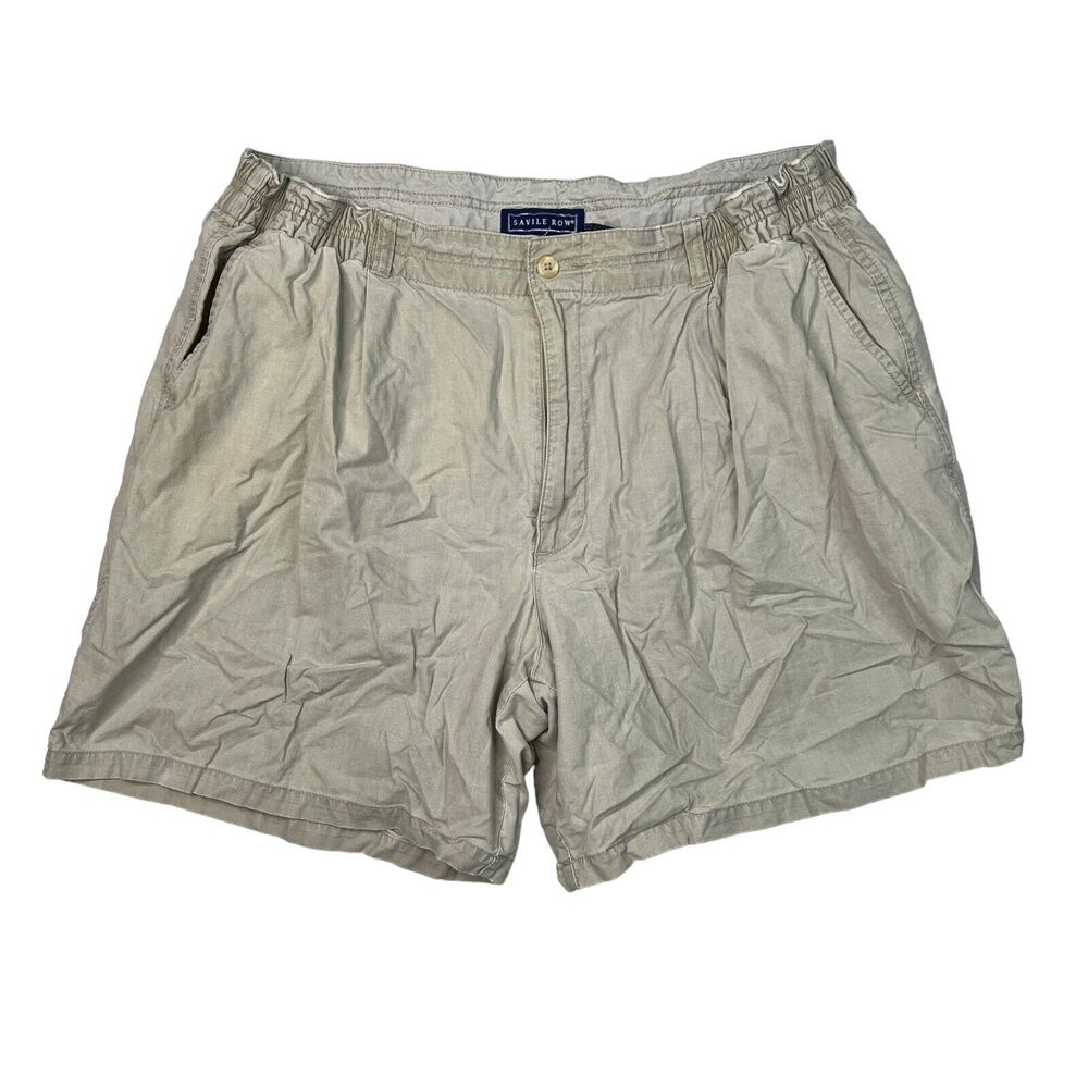 Savile Row Vintage 90s Elastic Waist Khaki Dad Shorts Tan Mens Size 40